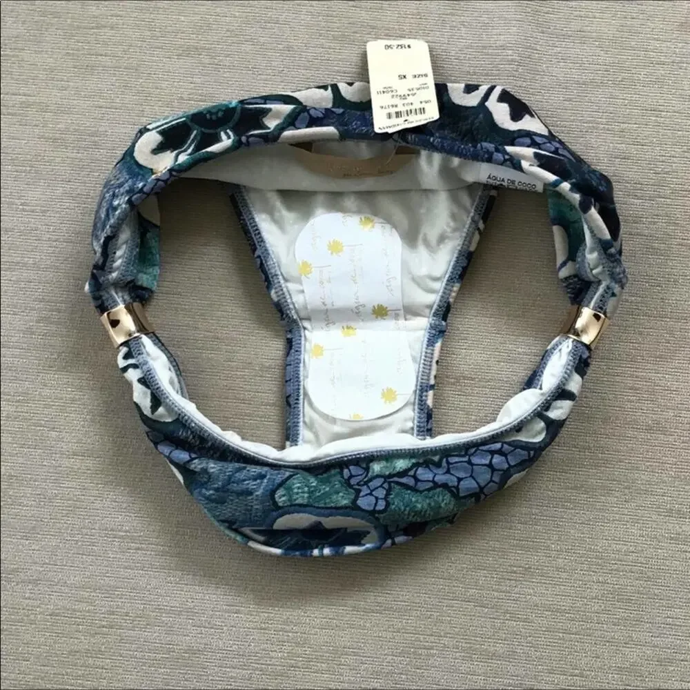 Agua De Coco NWT Bikini Swim Bottom Floral Tropical Embellished Print - Picture 8 of 8